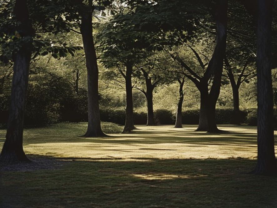 Grøn park område med mennesker der øver yoga på græs